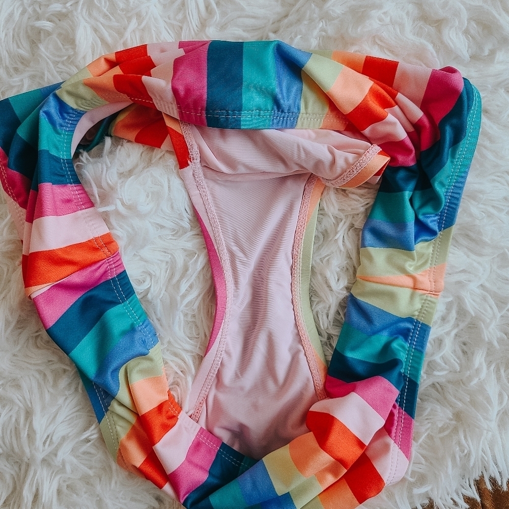 ModCloth Rainbow Stripe High-Waisted Bikini Bottoms – Size Medium - Picture 6 of 6
